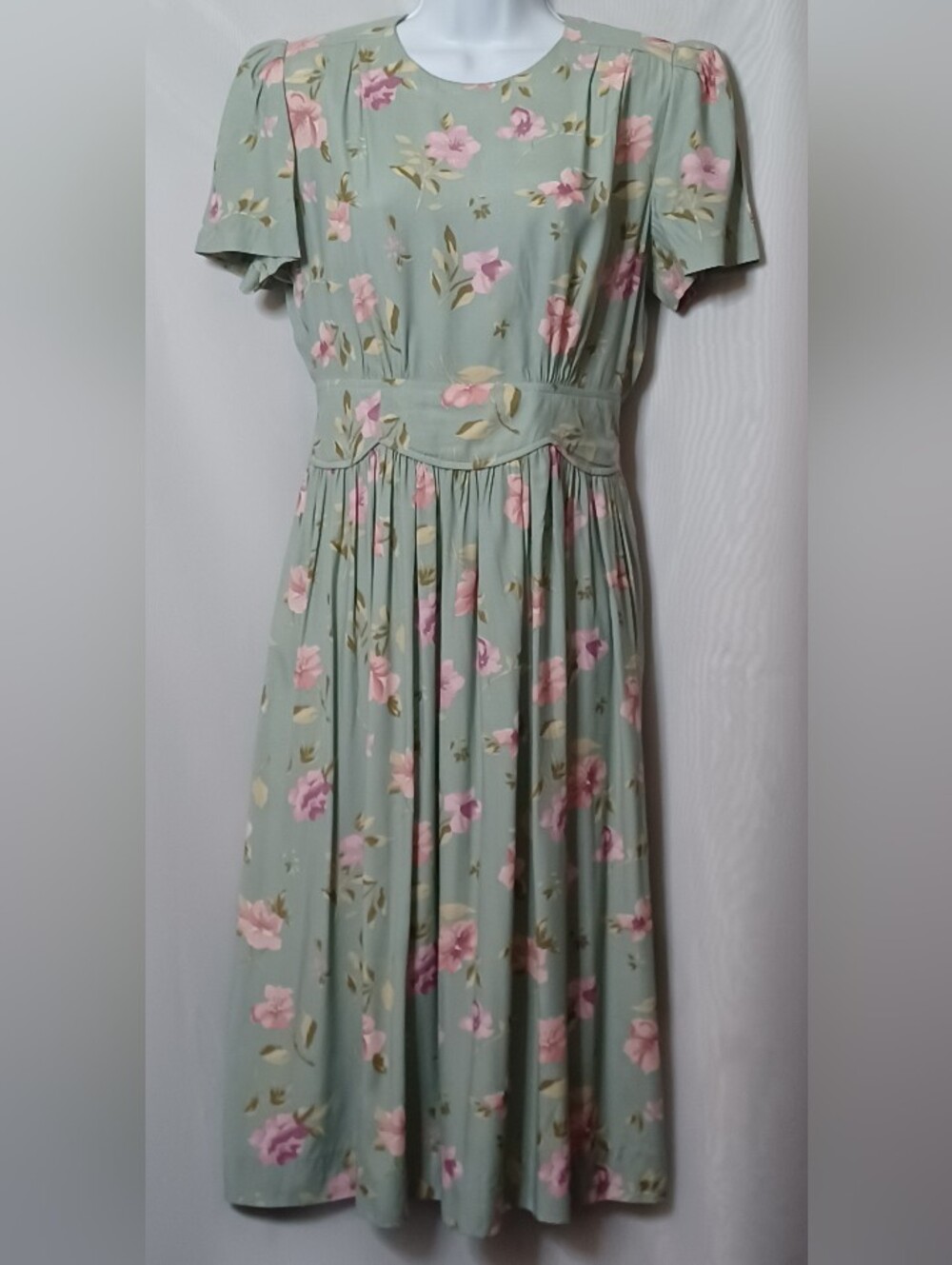 Worthington Mint Green Floral Short Sleeve Midi Dress. Size 6P